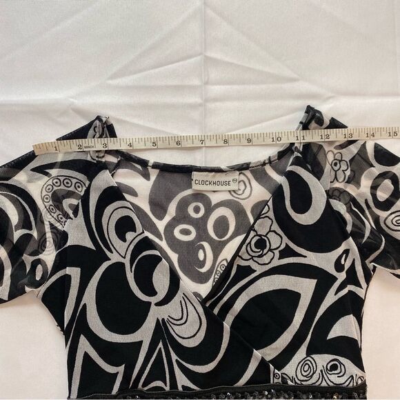Y2K Clockhouse Black and White Mesh Top Size Small - Picture 9 of 12